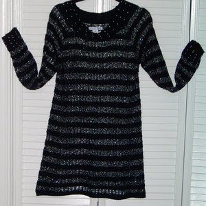 RXB Women's Medium Long Black & Silver Sweater